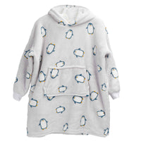 Kids Cozy Oversized Hooded Penguin Blanket Plush Flannel Fleece Hoodie with Sherpa Lining Ages 8-15 Warm Comfortable Durable Loungewear Gift by Daisy Dreamer PENGUIN Hooded Blanket
