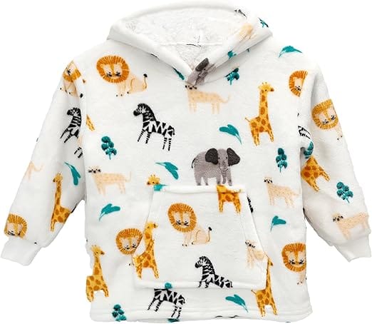 Kids Hoodie Blanket for Toddlers  Unisex Warm Fluffy Wearable Sweatshirt with Pocket by Daisy Dreamer Safari / 2-4 Years Hooded Blanket