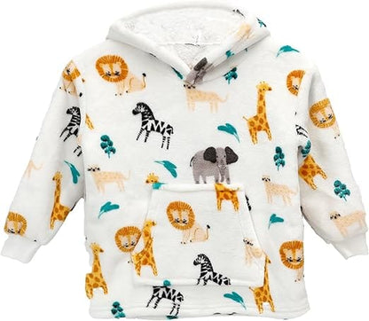 Kids Hoodie Blanket for Toddlers  Unisex Warm Fluffy Wearable Sweatshirt with Pocket by Daisy Dreamer Safari / 2-4 Years Hooded Blanket
