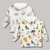 Kids Hoodie Safari & Sloth Blanket for Toddlers Ages 0-4 Unisex Warm Fluffy Wearable Sweatshirt with Pocket by Daisy Dreamer Hooded Blanket