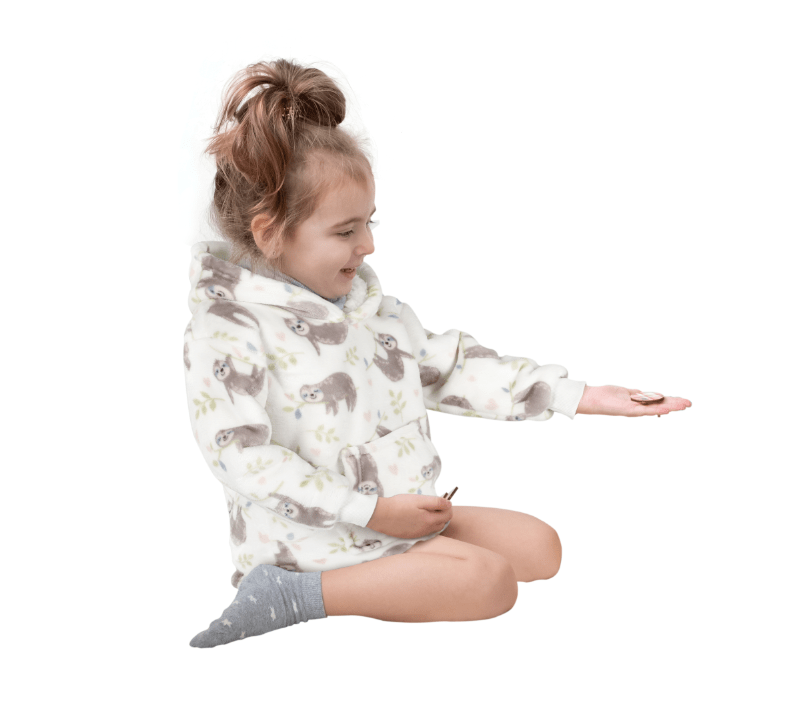 Kids Hoodie Safari & Sloth Blanket for Toddlers Ages 0-4 Unisex Warm Fluffy Wearable Sweatshirt with Pocket by Daisy Dreamer Hooded Blanket