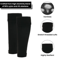 Kids Leg Sleeve Socks Black Fits Over Calf Shin Pads Compression Sleeves for Football Training Running by Sock Stack BLACK Socks