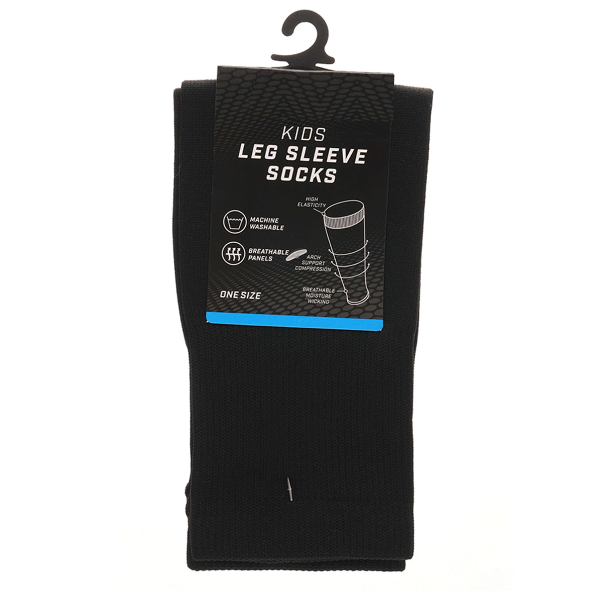 Kids Leg Sleeve Socks Black Fits Over Calf Shin Pads Compression Sleeves for Football Training Running by Sock Stack BLACK Socks