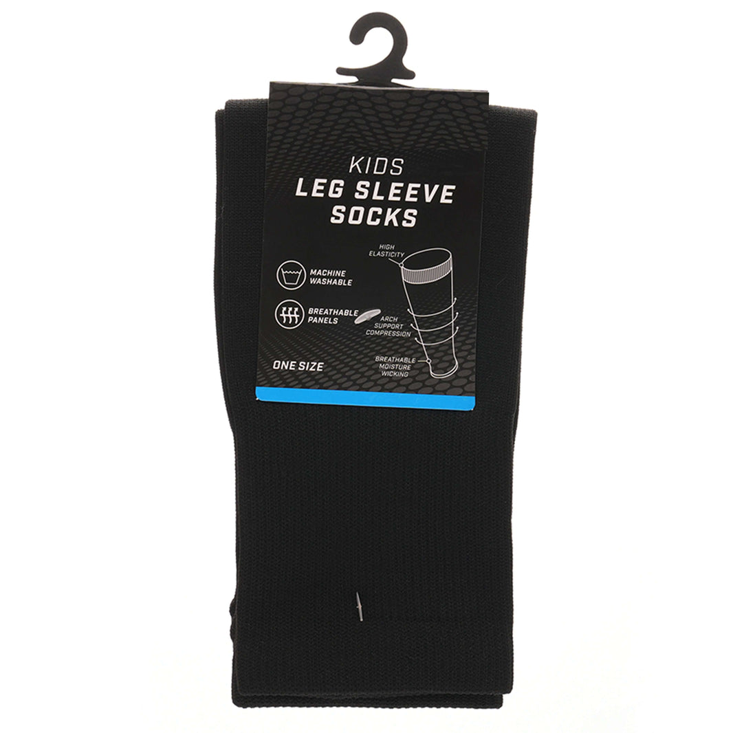 Kids Leg Sleeve Socks Black Fits Over Calf Shin Pads Compression Sleeves for Football Training Running by Sock Stack BLACK Socks