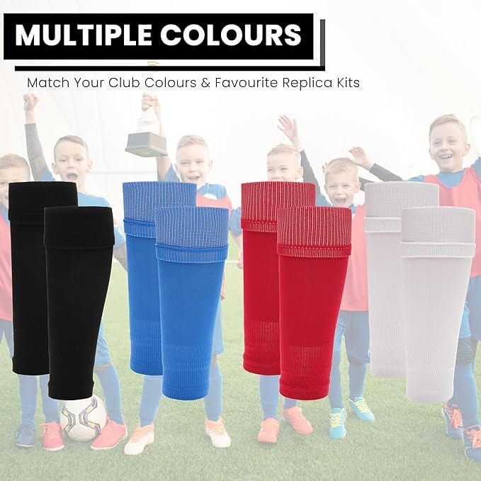 Kids Leg Sleeve Socks White Fits Over Calf Shin Pads Compression Sleeves for Football Training Running by Sock Stack WHITE Socks