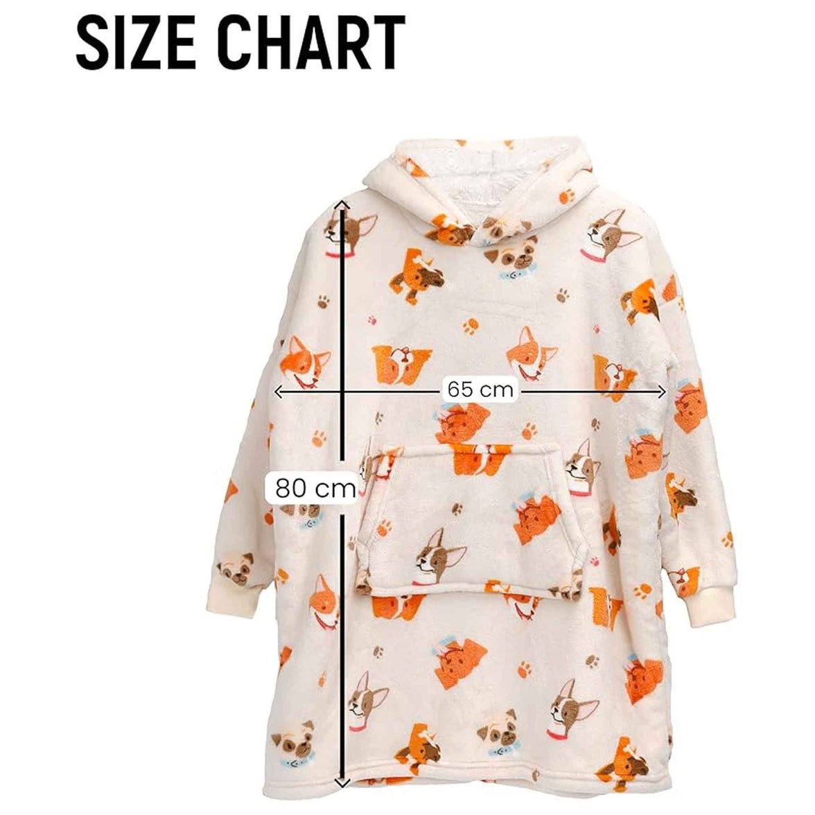 Kids Oversized Hooded Blanket Sweatshirt Ultra Soft Sherpa Fur Flannel Fleece Hoodie for Ages 8-15 with Fun Dog Print by Daisy Dreamer DOGS Hooded Blanket