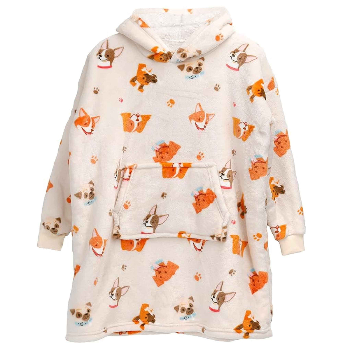 Kids Oversized Hooded Blanket Sweatshirt Ultra Soft Sherpa Fur Flannel Fleece Hoodie for Ages 8-15 with Fun Dog Print by Daisy Dreamer DOGS Hooded Blanket
