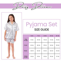 Kids Satin Silk Pyjama Set for Girls with Button-Down Shirt and Loose-Fitting Pants Comfortable Loungewear in Black Pink Grey Ages 5-14 by Daisy Dreamer Pyjamas