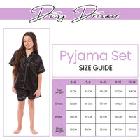 Kids Satin Silk Pyjama Set for Girls with Button-Down Shirt and Loose-Fitting Pants Comfortable Loungewear in Black Pink Grey Ages 5-14 by Daisy Dreamer Pyjamas