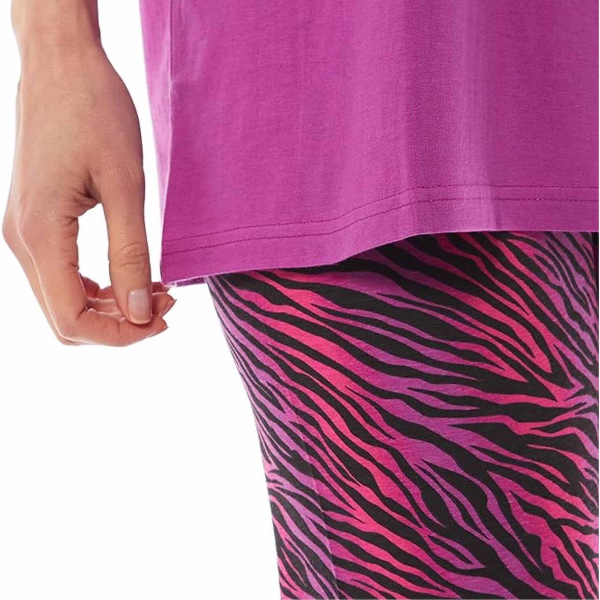 Ladies Oversized Cotton T-Shirt and Leggings PJ Set with Giraffe and Zebra Prints Comfortable and Stylish Womens Loungewear by Daisy Dreamer Pyjamas