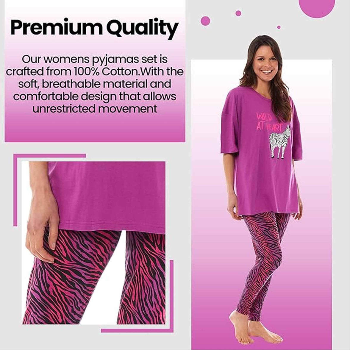 Ladies Oversized Cotton T-Shirt and Leggings PJ Set with Giraffe and Zebra Prints Comfortable and Stylish Womens Loungewear by Daisy Dreamer Pyjamas