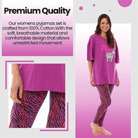 Ladies Oversized Cotton T-Shirt and Leggings PJ Set with Giraffe and Zebra Prints Comfortable and Stylish Womens Loungewear by Daisy Dreamer Pyjamas