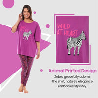 Ladies Oversized Cotton T-Shirt and Leggings PJ Set with Giraffe and Zebra Prints Comfortable and Stylish Womens Loungewear by Daisy Dreamer Pyjamas