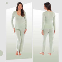 Ladies Ultra Soft Long Sleeve Pyjama Set Stretch Fit Black Green, Cozy All Seasons Loungewear, Viscose Spandex Women's Nightwear UK Sizes 8-22 by Daisy Dreamer Pyjamas