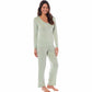 Ladies Ultra Soft Long Sleeve Pyjama Set Stretch Fit Black Green, Cozy All Seasons Loungewear, Viscose Spandex Women's Nightwear UK Sizes 8-22 by Daisy Dreamer SMALL | UK 8-10 / SAGE GREEN Pyjamas