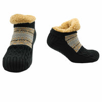 Luxurious Nordic Fluffy Sherpa Lined Slipper Socks for Men and Women Warm Non-Slip Indoor Winter House Shoes Fair Isle Black Navy Grey UK 4-7 8-12 by Sock Stack S/M / FAIRE ISLE BLACK Socks