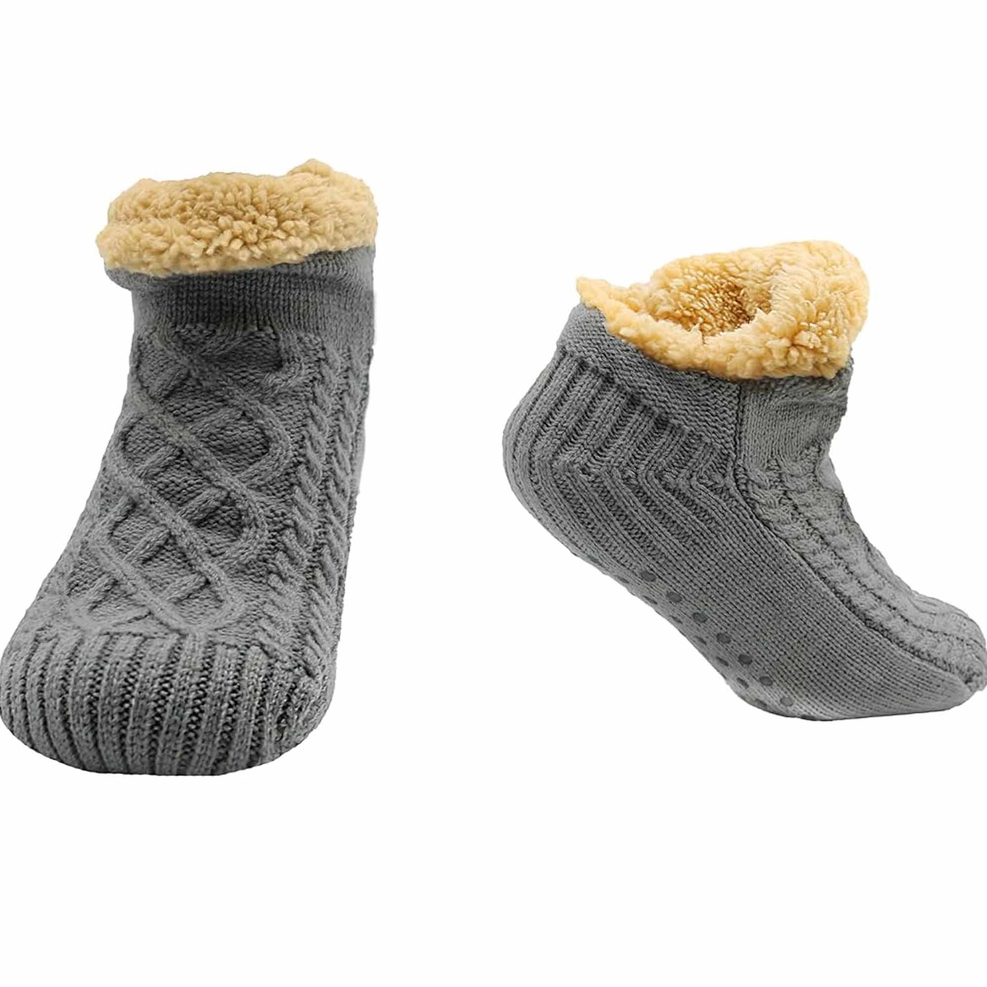 Womens Slipper Socks WOJWSKI Cozy Fuzzy Lined Warm Indoor Winter Fleece Lined Non Skid Reindeer Floor Socks(Black Heated Socks