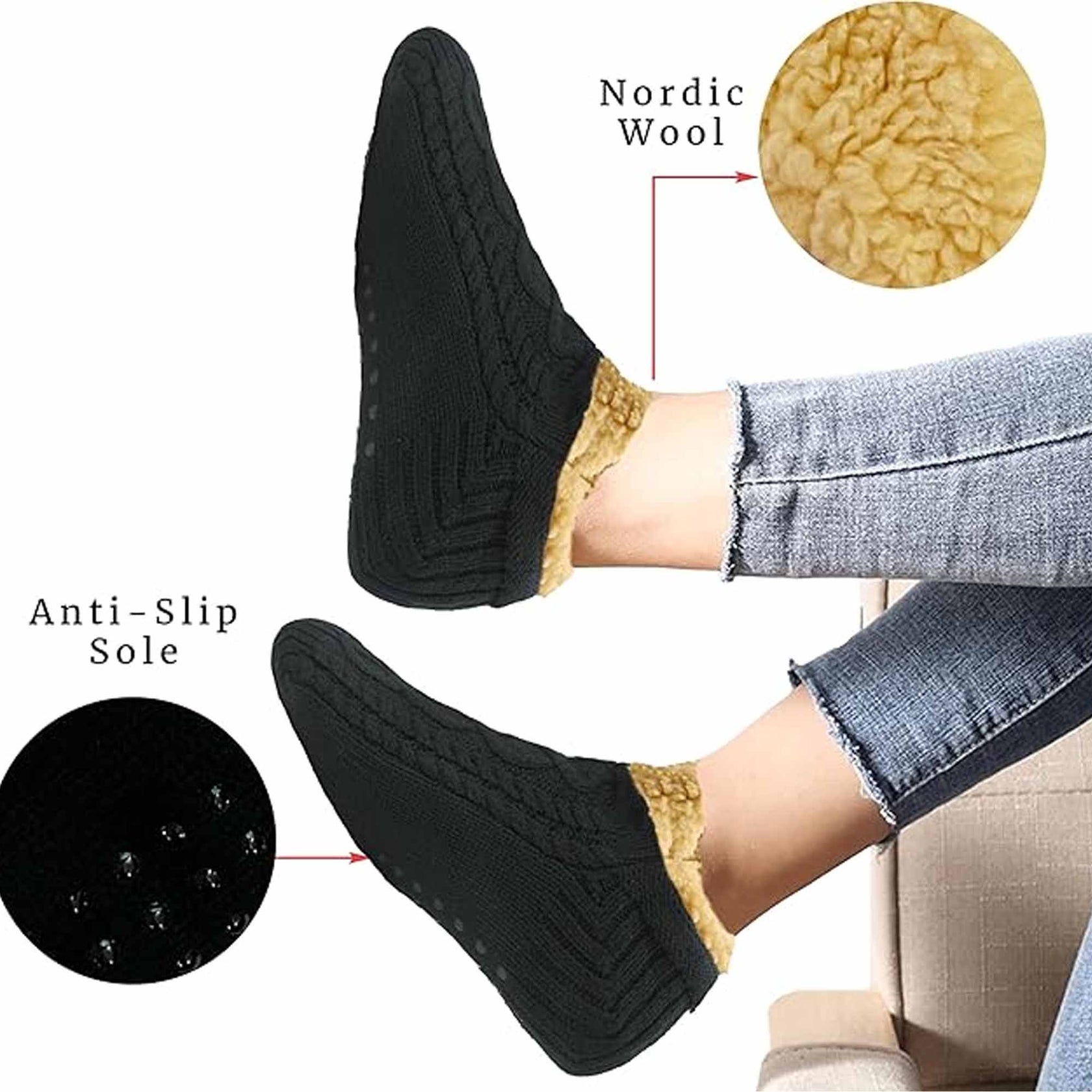 Sock Stack Calzini Spessi Da Uomo – Antiscivolo Con Grip – Termici 4.9 TOG – Morbidi Con Fodera In Pelliccia Sintetica – UK 6-11