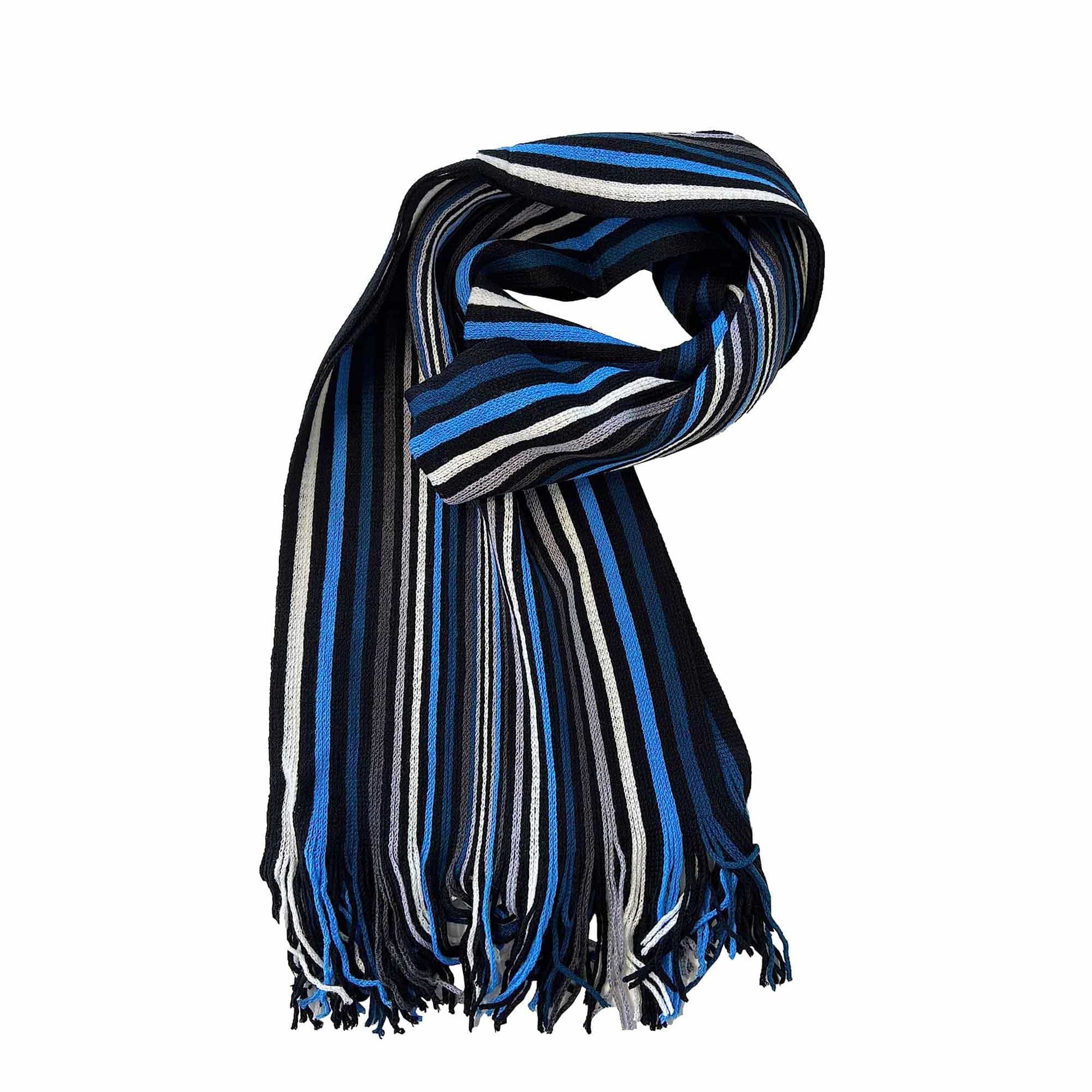 Luxury Men's Woven Stripe Design Long Scarf Warm Soft Acrylic Winter Fashion Accessory for Formal and Casual Wear Hypoallergenic by Sock Stack BLUE/NAVY Scarves