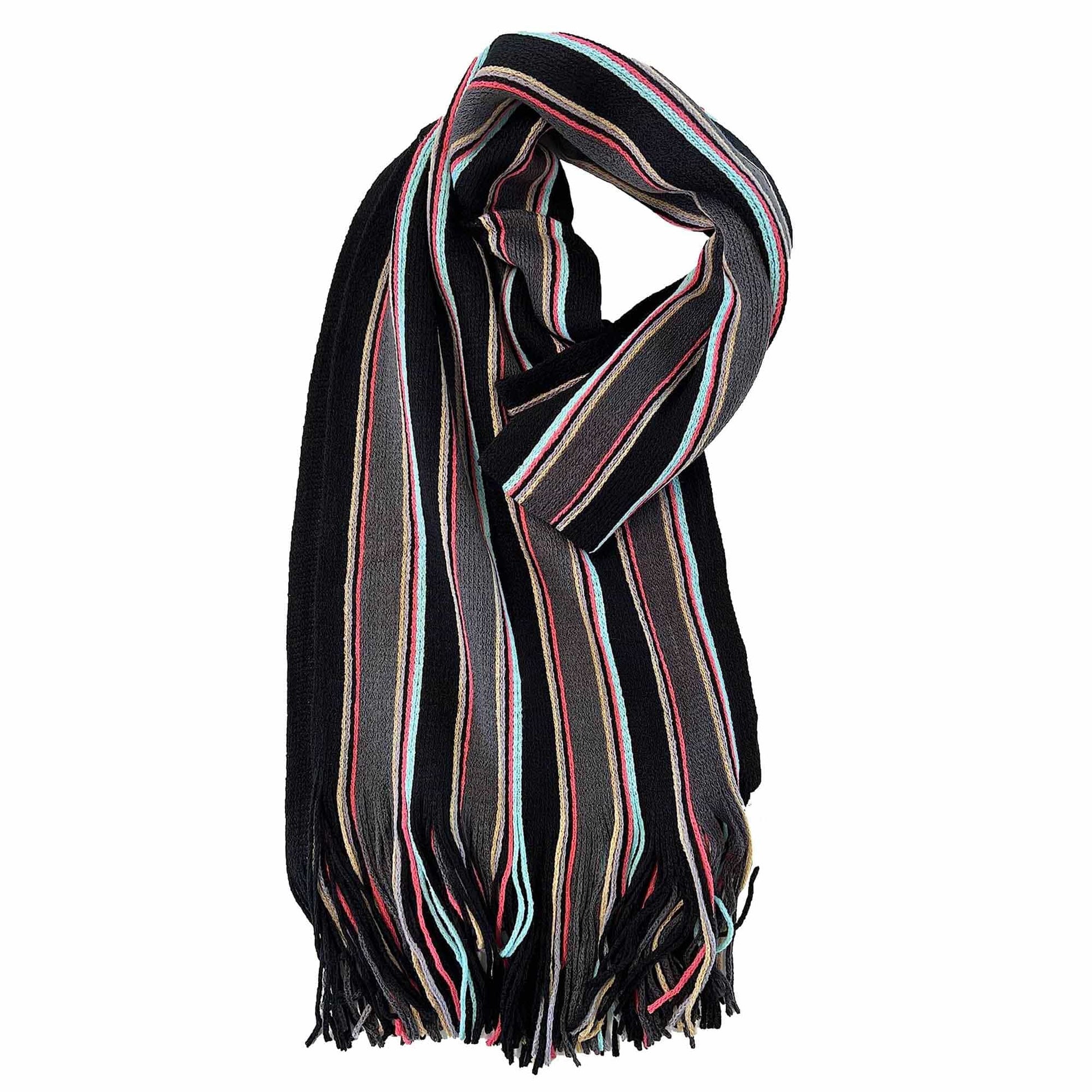 Luxury Men's Woven Stripe Design Long Scarf Warm Soft Acrylic Winter Fashion Accessory for Formal and Casual Wear Hypoallergenic by Sock Stack PINK/MULTI Scarves