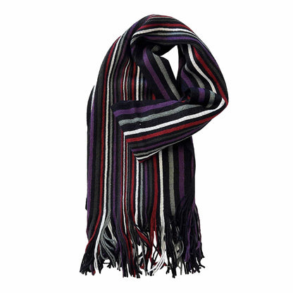 Luxury Men's Woven Stripe Design Long Scarf Warm Soft Acrylic Winter Fashion Accessory for Formal and Casual Wear Hypoallergenic by Sock Stack PURPLE/MULTI Scarves
