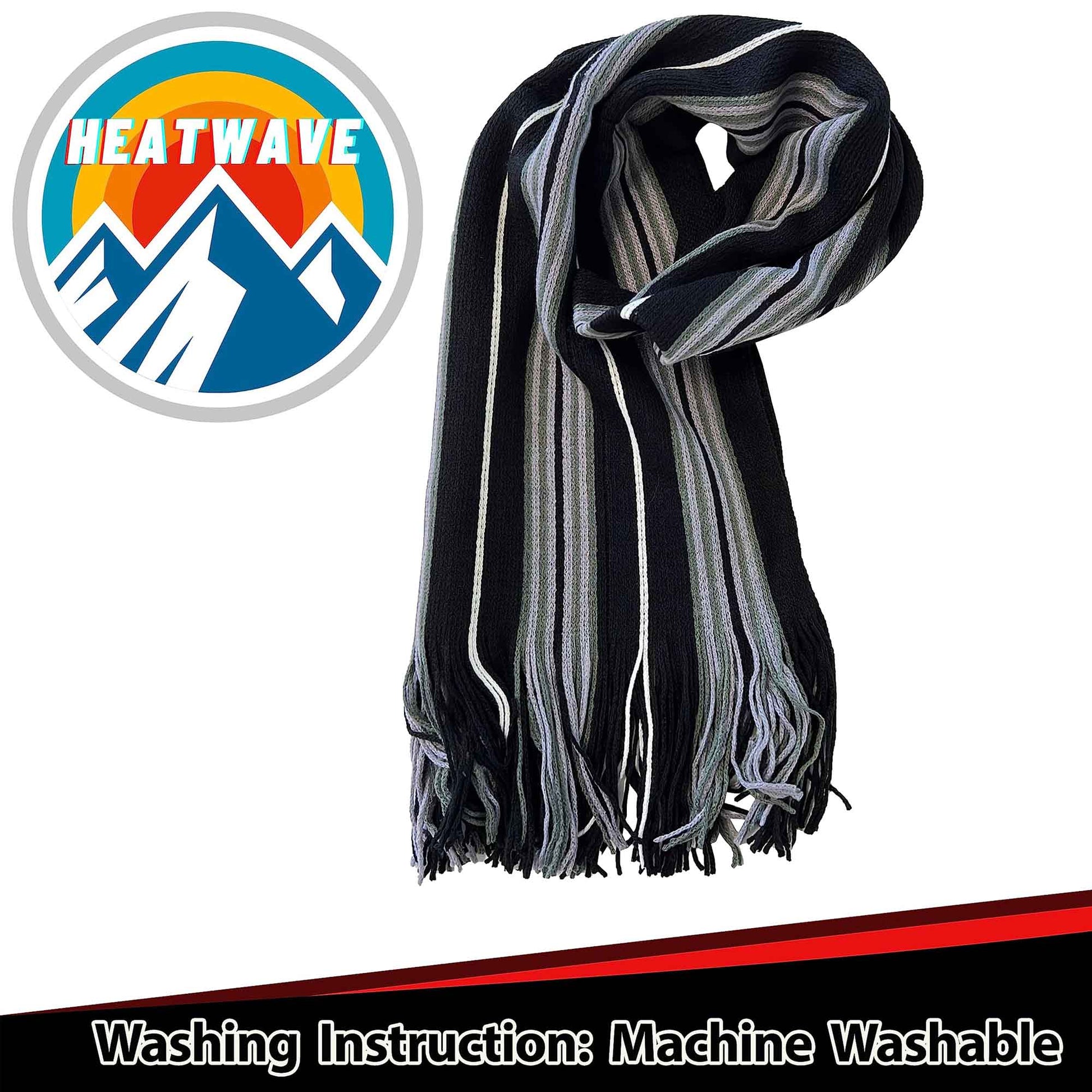 Luxury Men's Woven Stripe Design Long Scarf Warm Soft Acrylic Winter Fashion Accessory for Formal and Casual Wear Hypoallergenic by Sock Stack Scarves