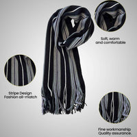 Luxury Men's Woven Stripe Design Long Scarf Warm Soft Acrylic Winter Fashion Accessory for Formal and Casual Wear Hypoallergenic by Sock Stack Scarves