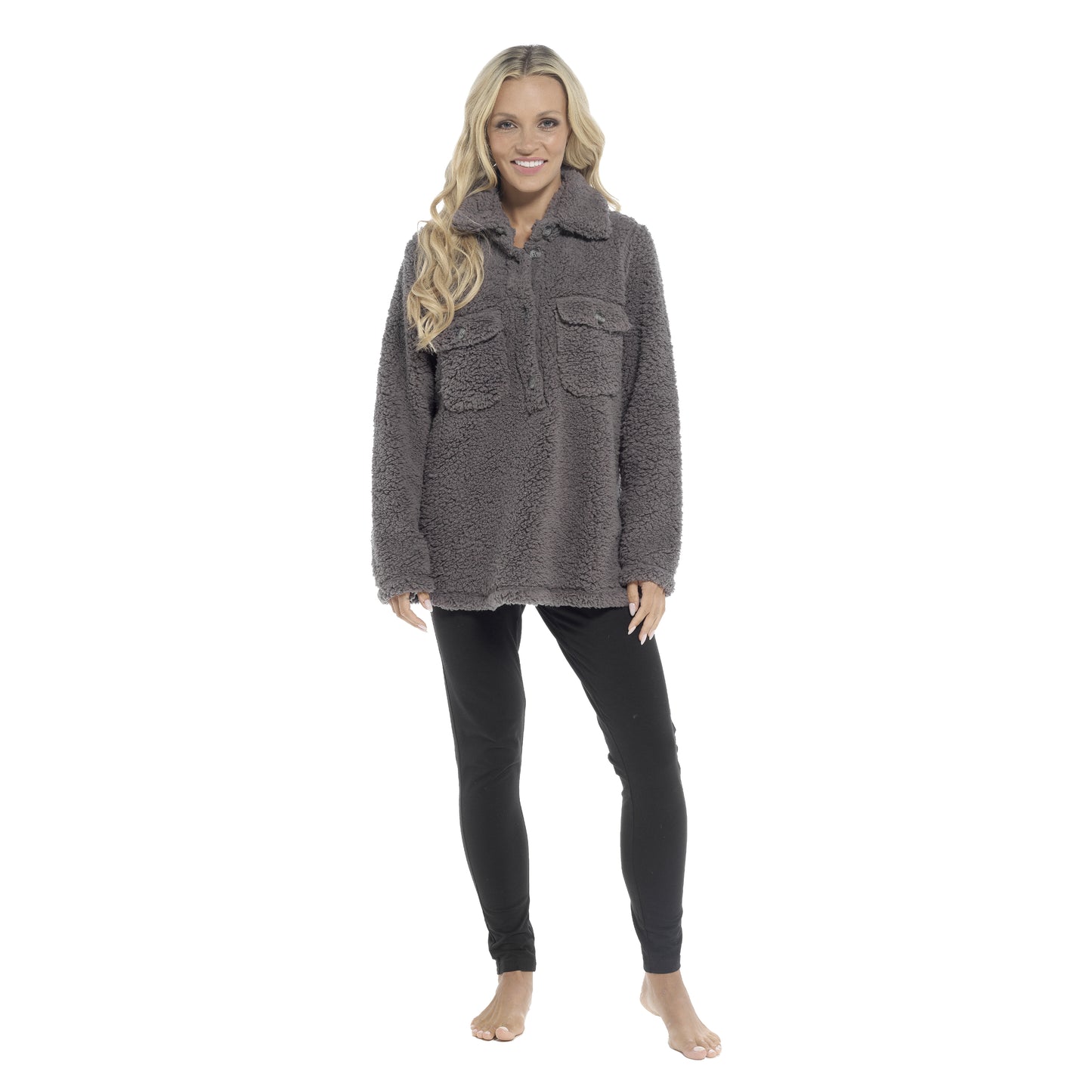 Women's Ultra-Soft Sherpa Lounge Set Long Sleeve Top and Leggings with Double Pockets Cozy Pajamas for Chilly Days Multiple Sizes Daisy Dreamer. Buy now for £20.00.