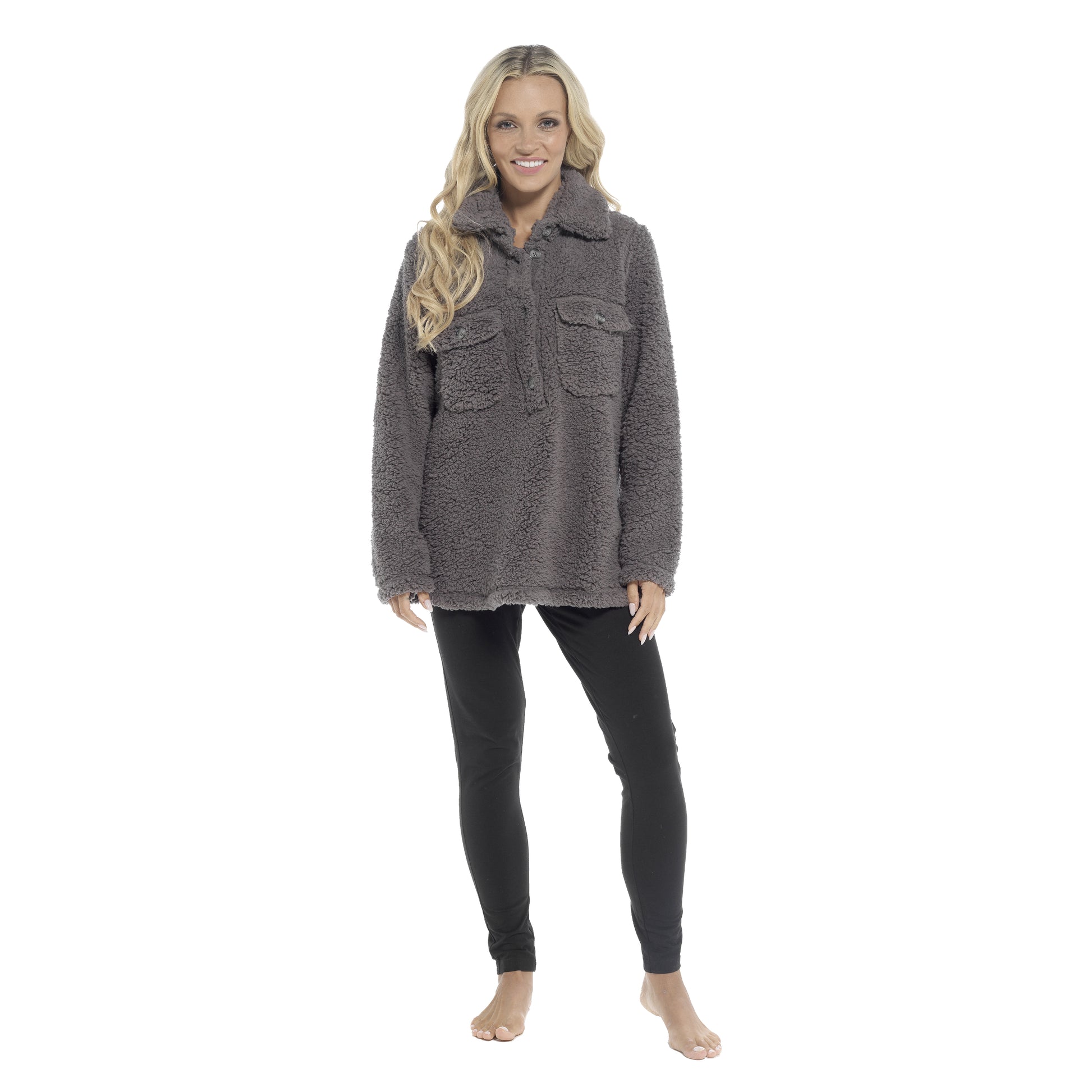 Women's Ultra-Soft Sherpa Lounge Set Long Sleeve Top and Leggings with Double Pockets Cozy Pajamas for Chilly Days Multiple Sizes Daisy Dreamer. Buy now for £20.00.