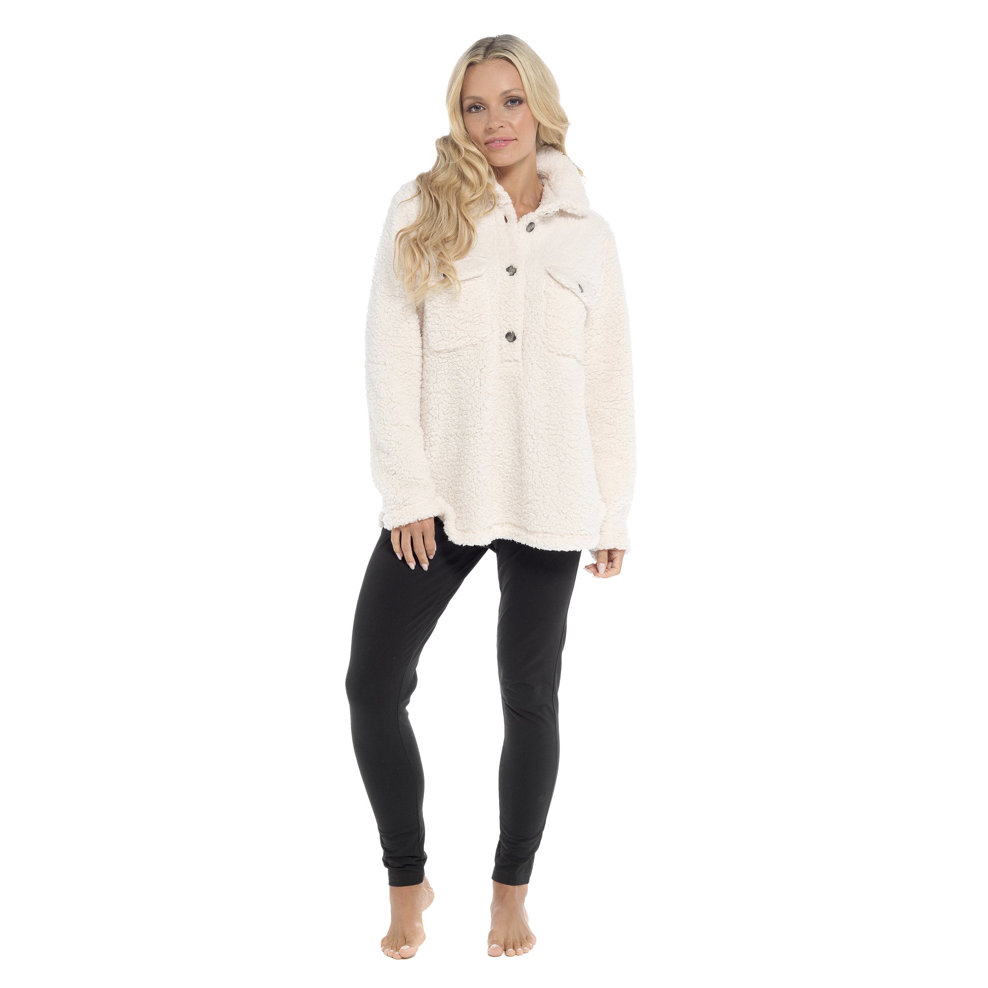 Women's Ultra-Soft Sherpa Lounge Set Long Sleeve Top and Leggings with Double Pockets Cozy Pajamas for Chilly Days Multiple Sizes Daisy Dreamer. Buy now for £20.00.