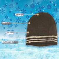 Men's 3M Thinsulate Insulated Fleece Lined Knitted Beanie Hat with Striped Design for Skiing Hiking Camping by Sock Stack Hats