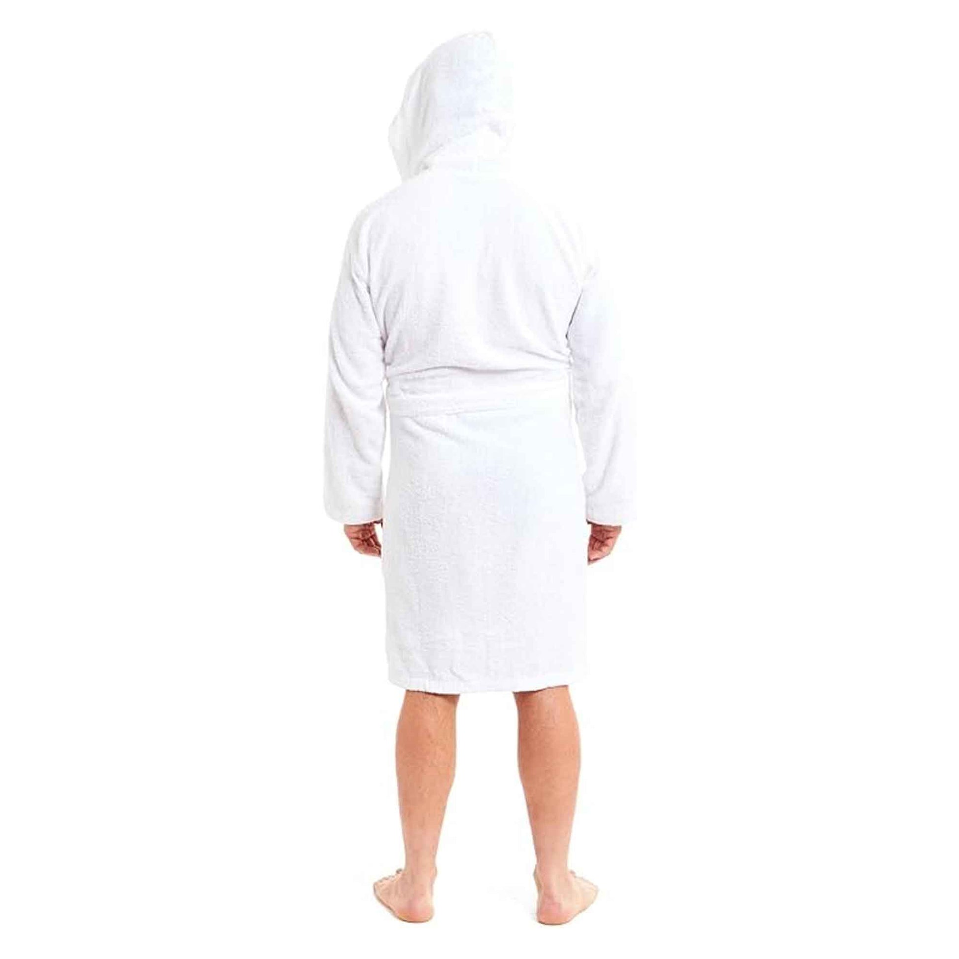 Men's Bamboo Hooded Bath Robe Ultra Absorbent Towelling Dressing Gown for Hotels Gyms Spas with Soft Breathable Cotton Blend Quick Dry Grey White by Sock Stack Robe