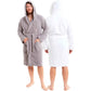 Men's Bamboo Hooded Bath Robe Ultra Absorbent Towelling Dressing Gown for Hotels Gyms Spas with Soft Breathable Cotton Blend Quick Dry Grey White by Sock Stack Robe