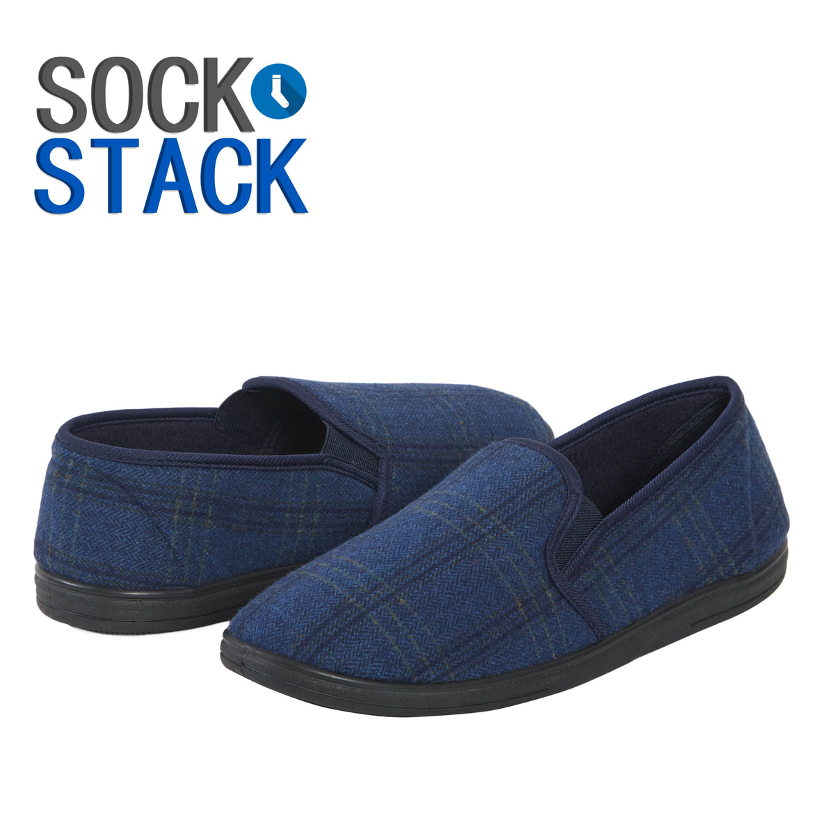Men’s Checked Slippers Memory Foam Soft Lining Warm Slip-On House Shoes for Indoor Use by Sock Stack Slippers