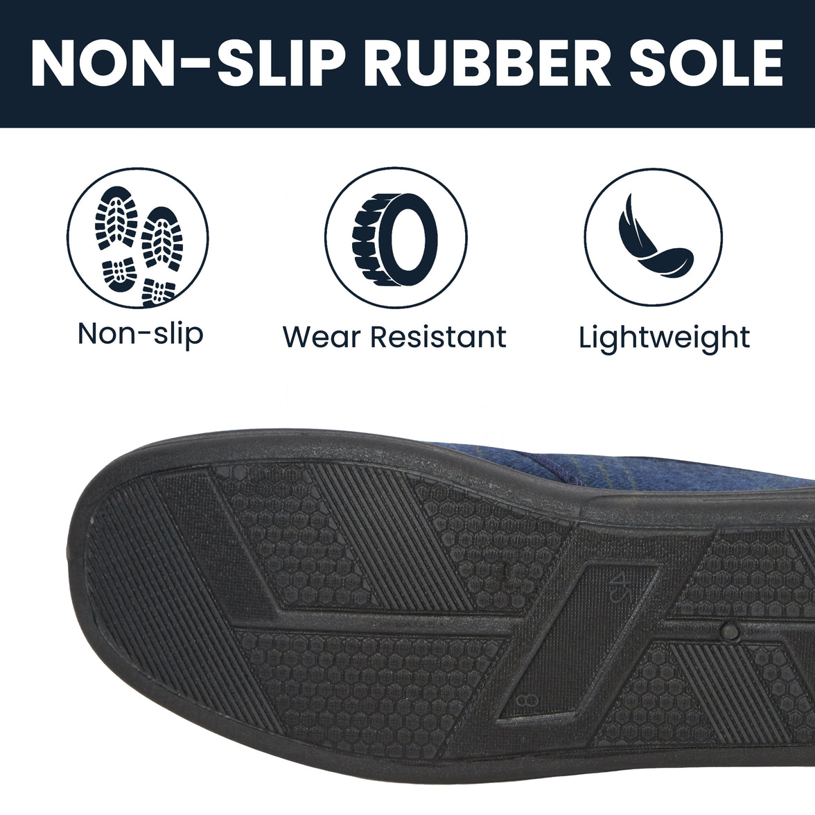 Men’s Checked Slippers Memory Foam Soft Lining Warm Slip-On House Shoes for Indoor Use by Sock Stack Slippers
