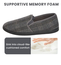 Men’s Checked Slippers Memory Foam Soft Lining Warm Slip-On House Shoes for Indoor Use by Sock Stack Slippers
