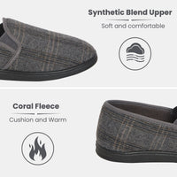 Men’s Checked Slippers Memory Foam Soft Lining Warm Slip-On House Shoes for Indoor Use by Sock Stack Slippers