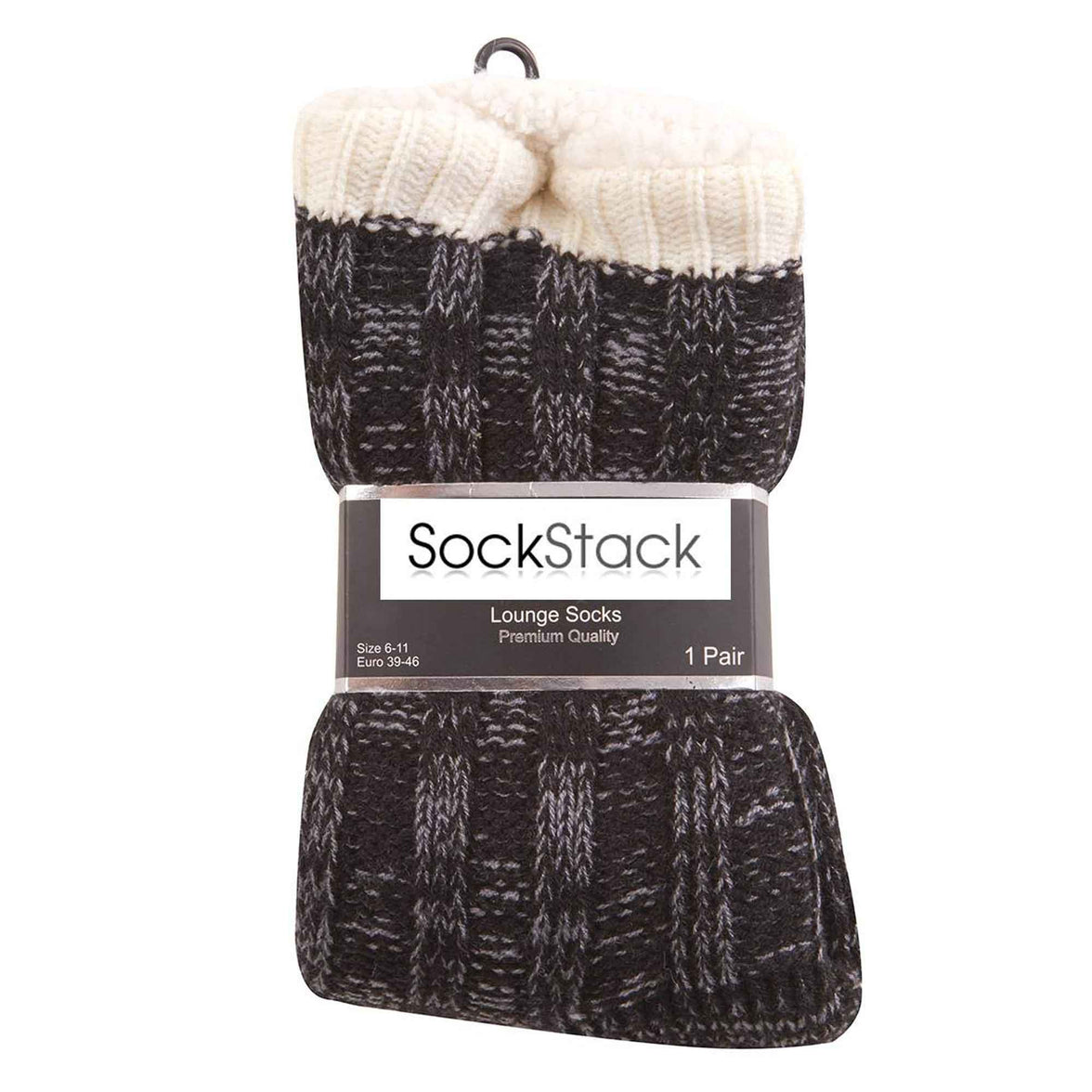 Men's Chunky Winter Lounge Slipper Socks with Non-Slip Grips Ultra-Soft Sherpa Flannel Fleece Lining Cozy Home Wear Sizes 39-46 by Sock Stack Socks