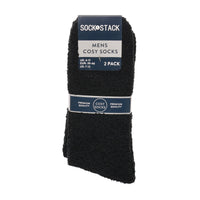 Men’s Cosy Socks 4 Pairs Ultra Soft Warm & Fluffy Black Sleep bed Sock with Thermal Insulation for Indoor Loungewear UK Size 6-11 by Sock Stack Black Socks