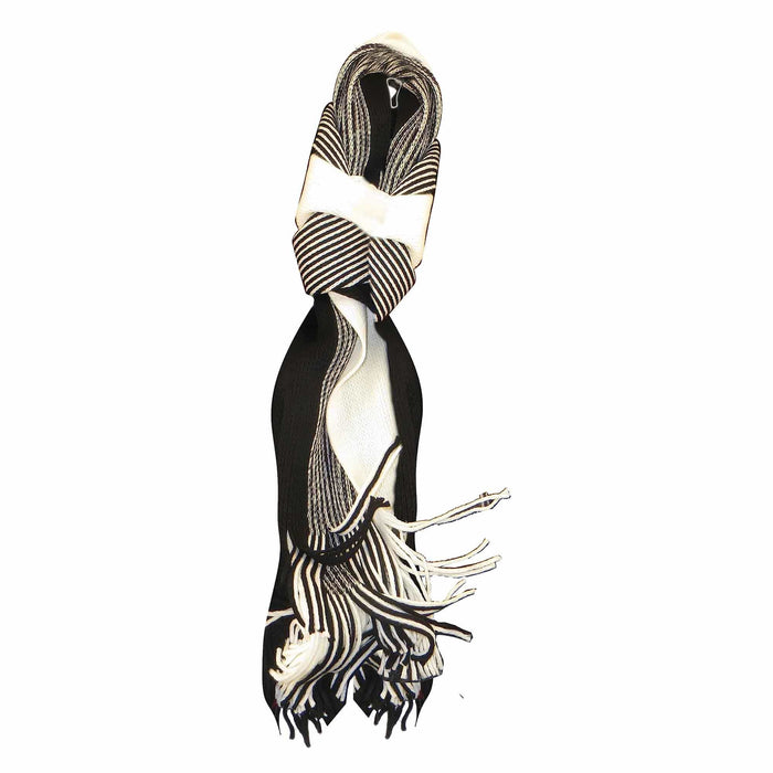 Men's Multi-Coloured Woven Stripe Thermal Winter Scarf Durable Lightweight Acrylic for Insulation and Comfort Casual and Formal Wear by Sock Stack CREAM/BLACK Scarves
