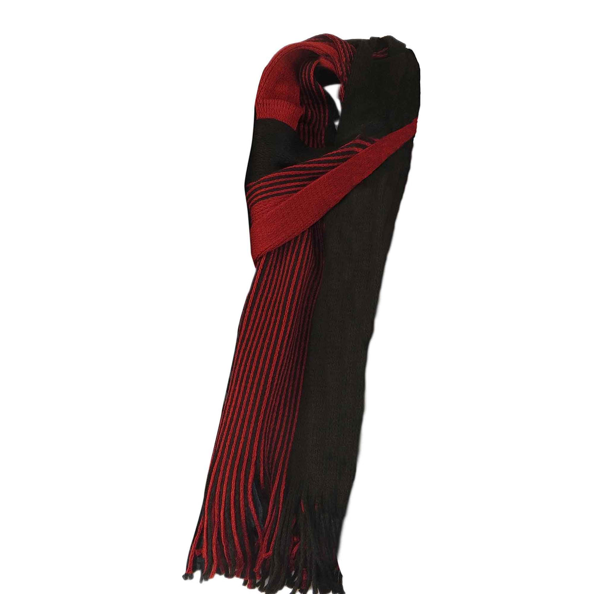 Men's Multi-Coloured Woven Stripe Thermal Winter Scarf Durable Lightweight Acrylic for Insulation and Comfort Casual and Formal Wear by Sock Stack RED/BLACK Scarves