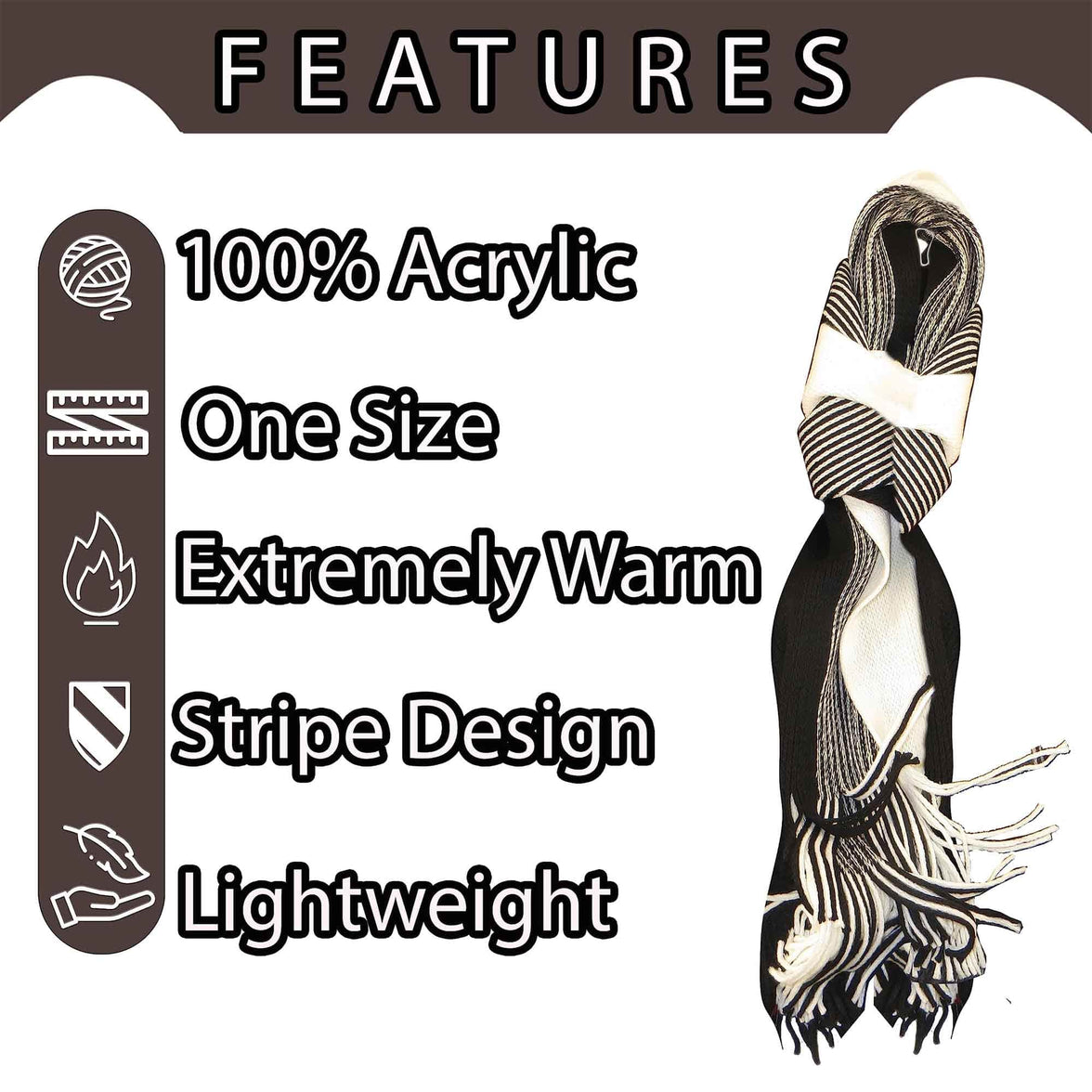 Men's Multi-Coloured Woven Stripe Thermal Winter Scarf Durable Lightweight Acrylic for Insulation and Comfort Casual and Formal Wear by Sock Stack Scarves
