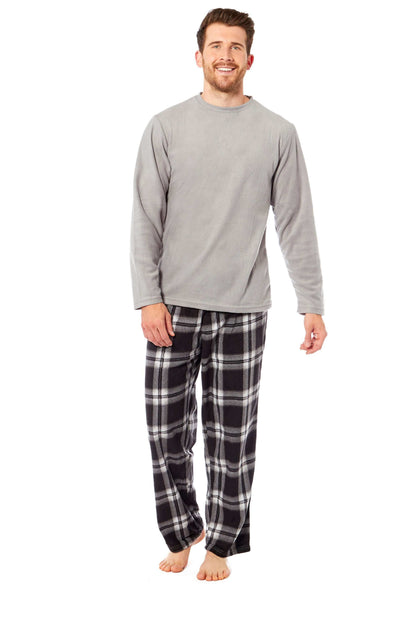 Men's Thermal Fleece Pyjama Set with Stylish Check Pants Soft Warm Loungewear PJs for Winter Perfect for Sleeping and Lounging in Various Sizes by Daisy Dreamer GREY / M Pyjamas