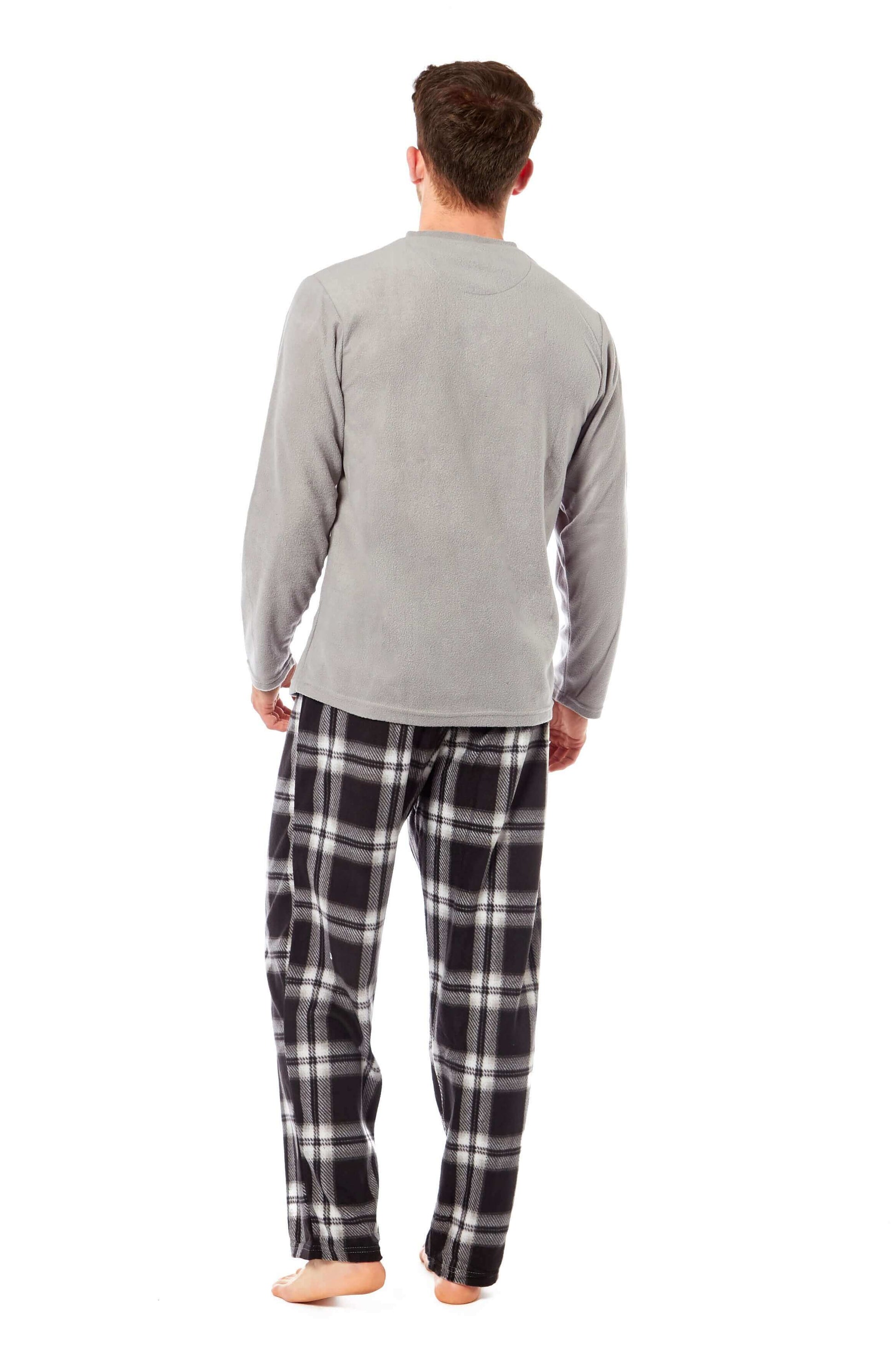 Men's Thermal Fleece Pyjama Set with Stylish Check Pants Soft Warm Loungewear PJs for Winter Perfect for Sleeping and Lounging in Various Sizes by Daisy Dreamer Pyjamas