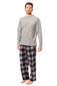 Men's Thermal Fleece Pyjama Set with Stylish Check Pants Soft Warm Loungewear PJs for Winter Perfect for Sleeping and Lounging in Various Sizes by Daisy Dreamer Pyjamas