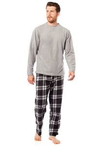 Men's Thermal Fleece Pyjama Set with Stylish Check Pants Soft Warm Loungewear PJs for Winter Perfect for Sleeping and Lounging in Various Sizes by Daisy Dreamer Pyjamas