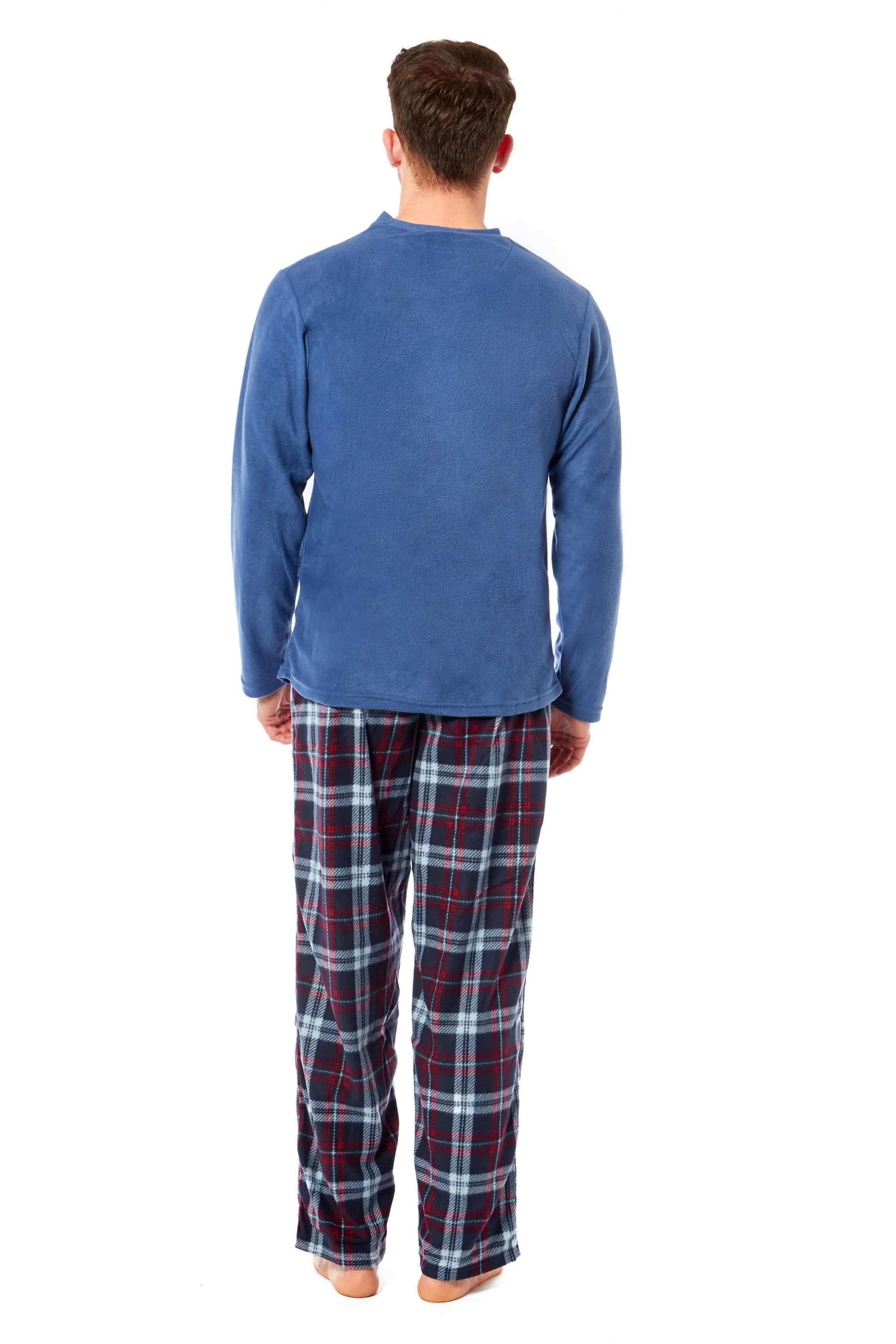 Men's Thermal Fleece Pyjama Set with Stylish Check Pants Soft Warm Loungewear PJs for Winter Perfect for Sleeping and Lounging in Various Sizes by Daisy Dreamer Pyjamas