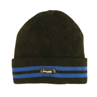 Men's Winter Thinsulate Insulation Fleece Knitted Beanie Hat Stripe Warm Lightweight Breathable Quick Drying for Outdoor Activities Hiking Camping Skiing by Sock Stack BLACK/BLUE Hats