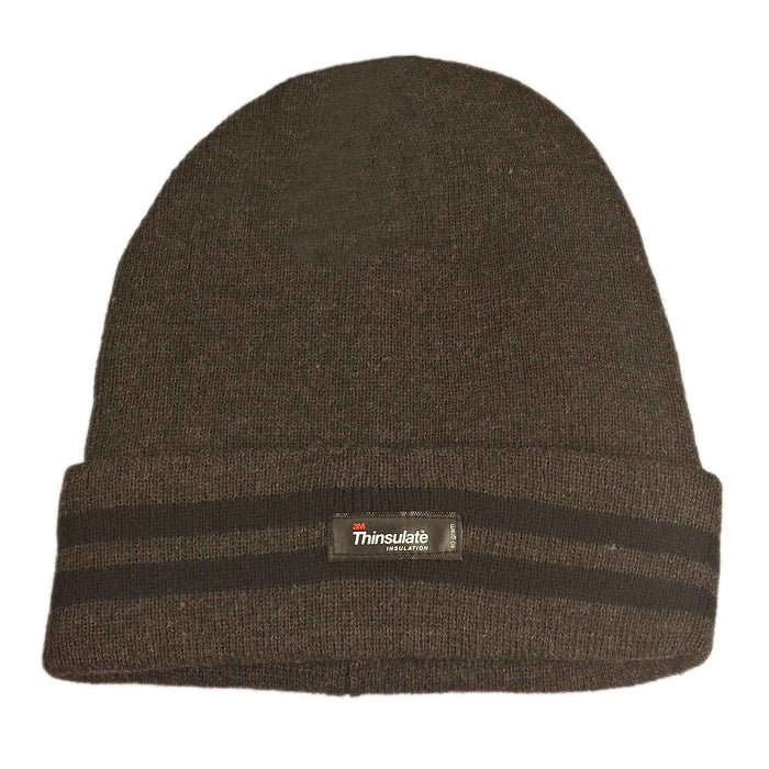 Men's Winter Thinsulate Insulation Fleece Knitted Beanie Hat Stripe Warm Lightweight Breathable Quick Drying for Outdoor Activities Hiking Camping Skiing by Sock Stack GREY/BLACK Hats