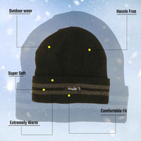 Men's Winter Thinsulate Insulation Fleece Knitted Beanie Hat Stripe Warm Lightweight Breathable Quick Drying for Outdoor Activities Hiking Camping Skiing by Sock Stack Hats